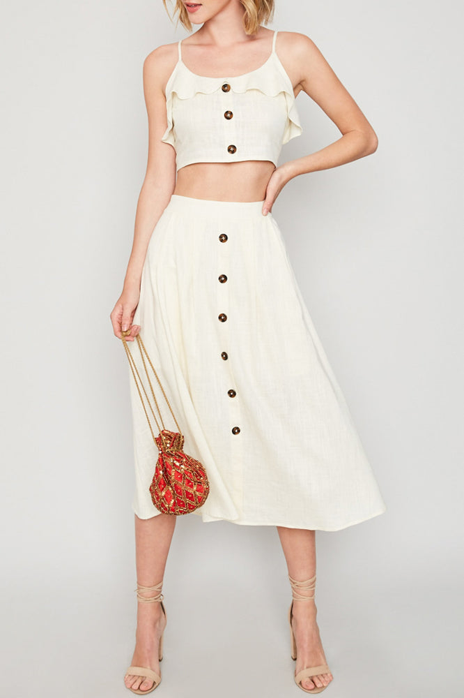 White midi skirt woman clothing