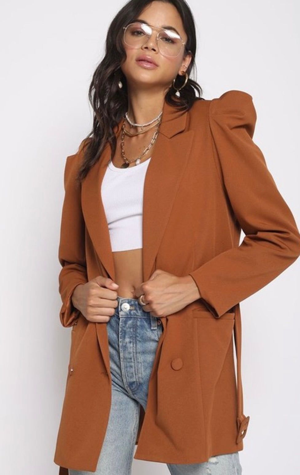 Oversized Puff Shuolder Blazer