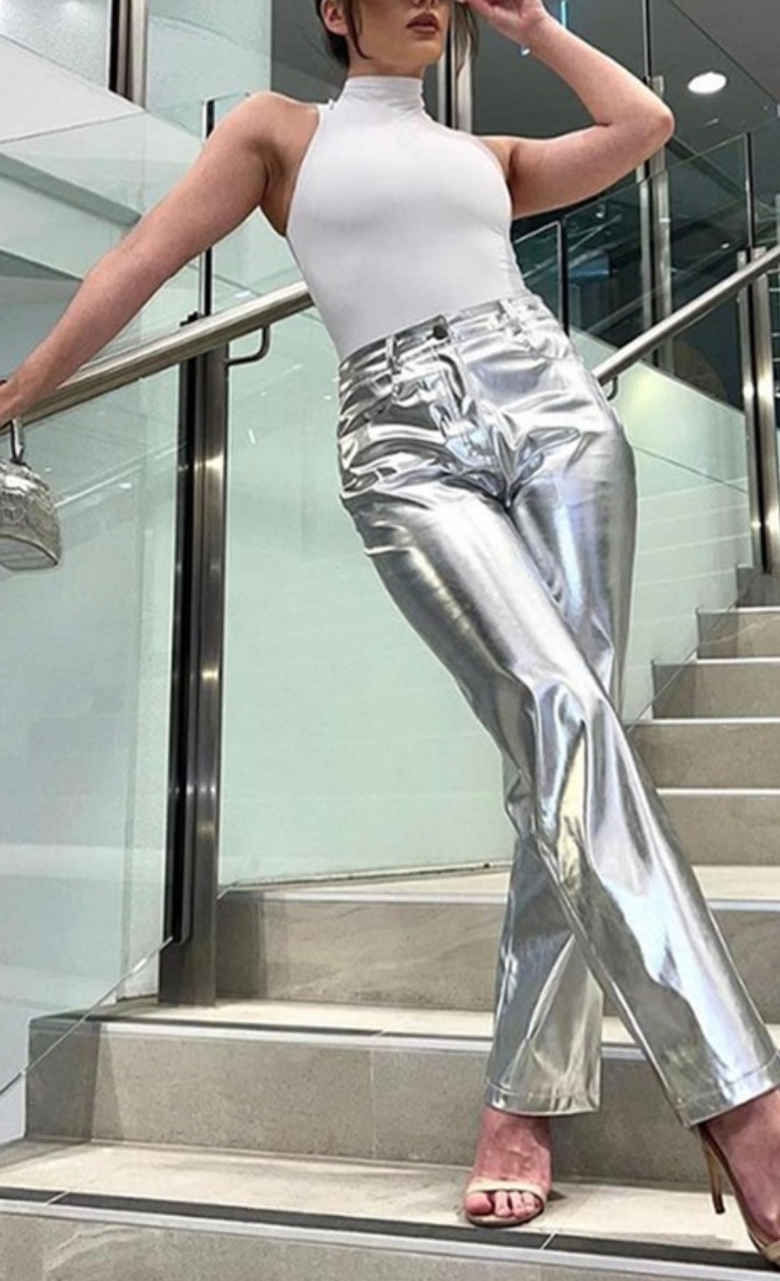 Shiny Faux Leather Pants