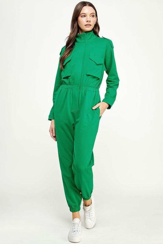 Pocket high neck jumpsuit