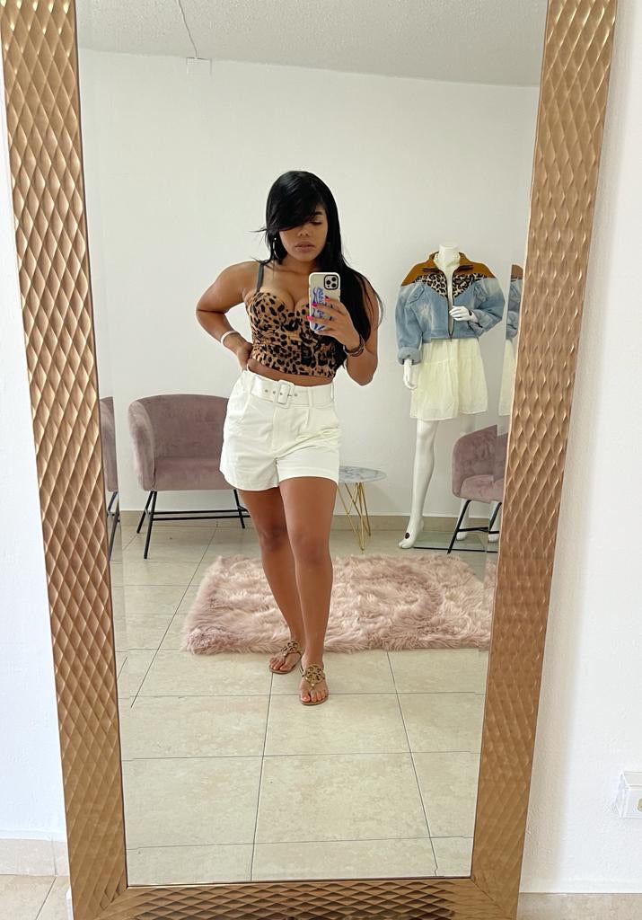 White Short with Belt