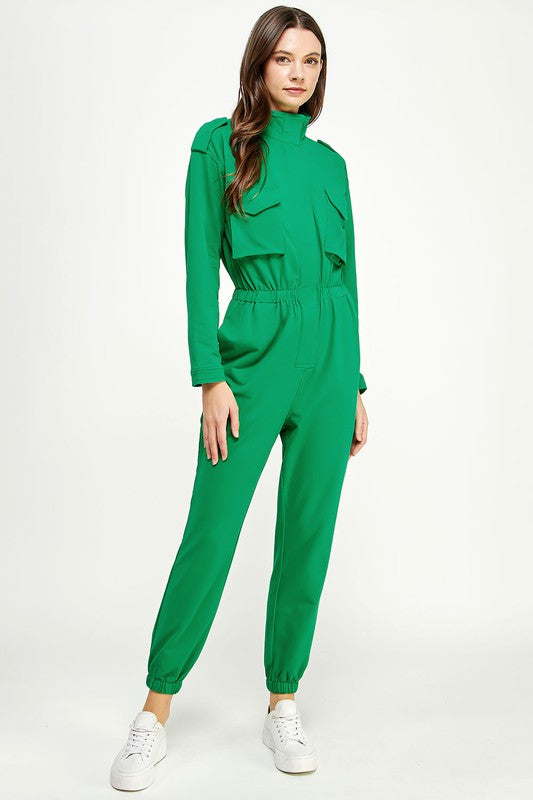 Pocket high neck jumpsuit