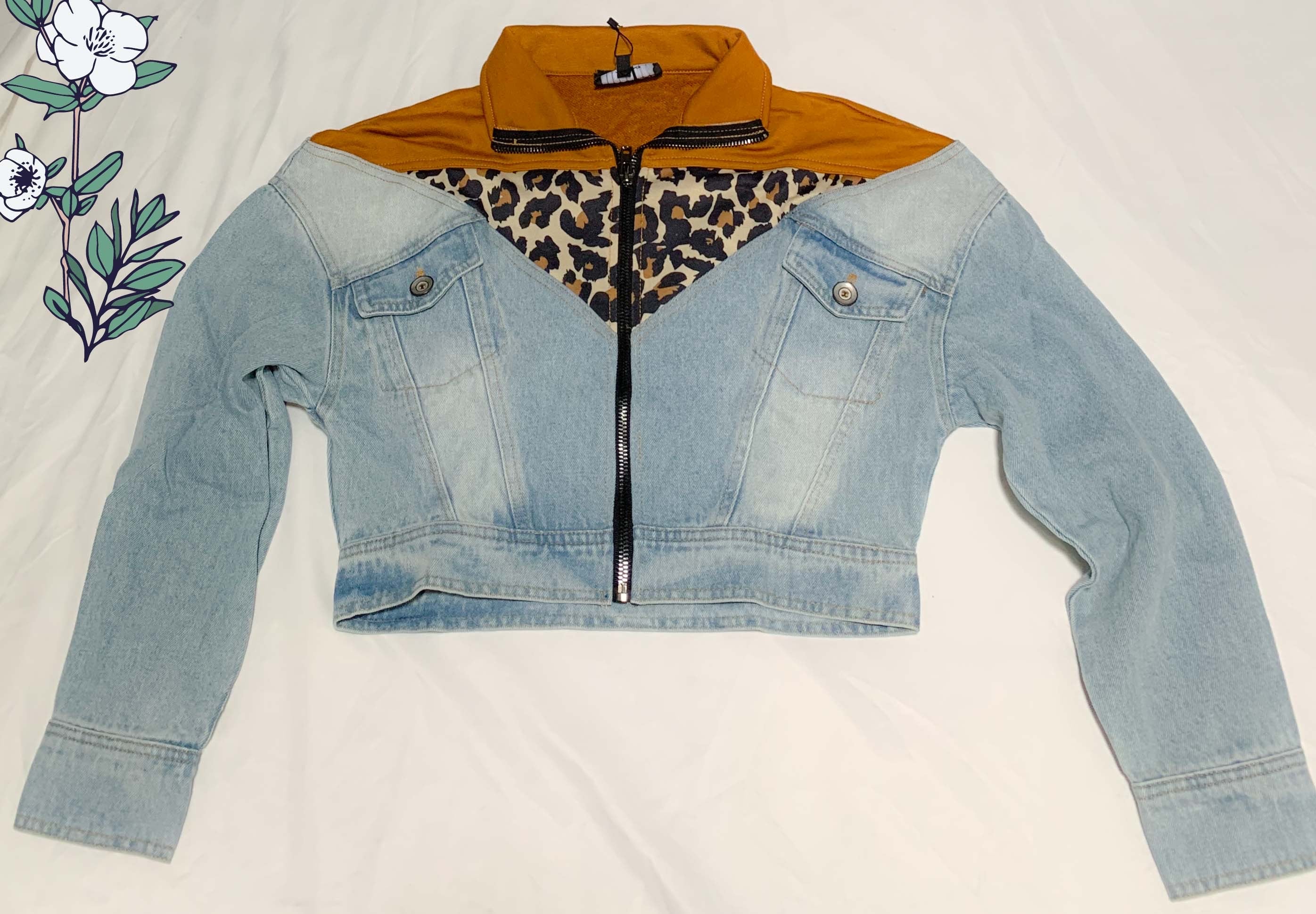 Leopard Mesh Puff Sleeves Zip Up Bomber Jacket