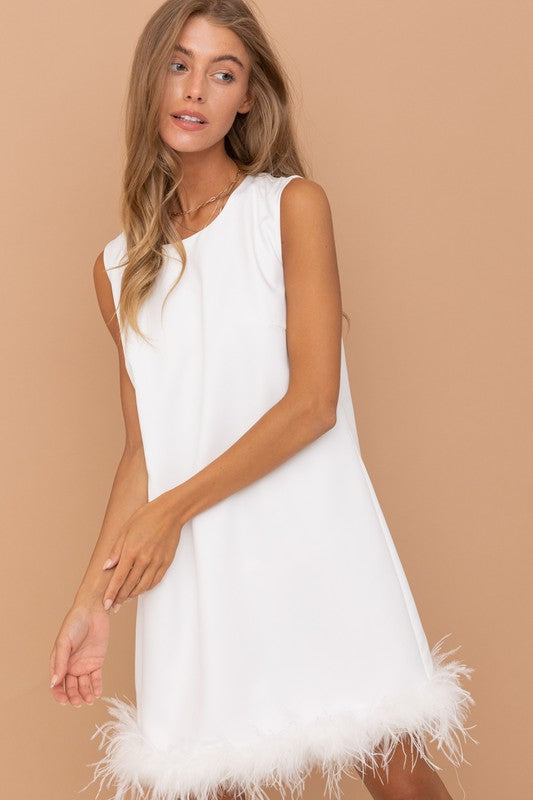 Relax feather short dress