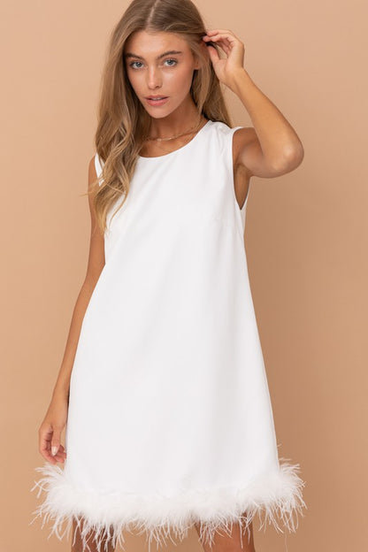 Relax feather short dress